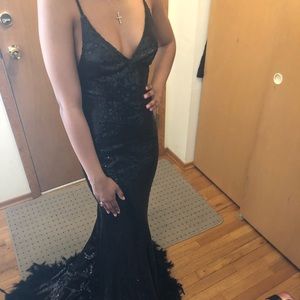 black sequin prom dress